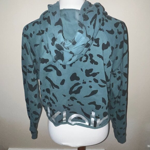 Blue Clavin Klein Cropped Hoodie with Black Leopard Print - Picture 3 of 4